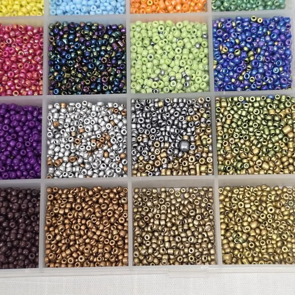 Mixed Color Jewelry Making Bead Assortment in Organizer Case Glass Plastic Craft